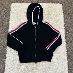 St John Sport Black Wool Full-Zip Hoodie Size Medium